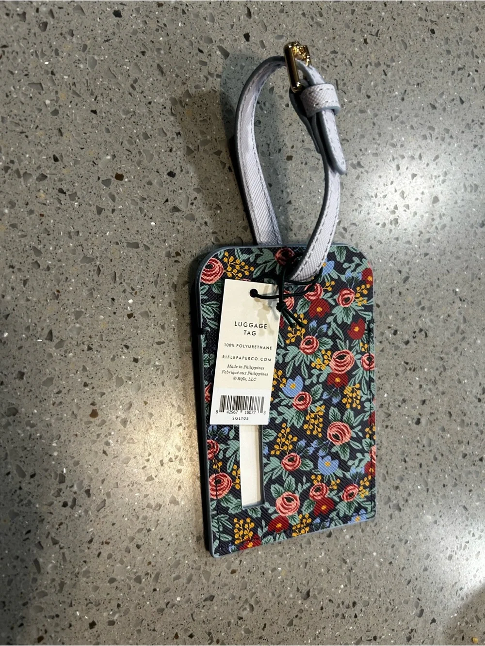 Rifle Paper Co. Floral Luggage Tag in Black, Red, Pink & Green
